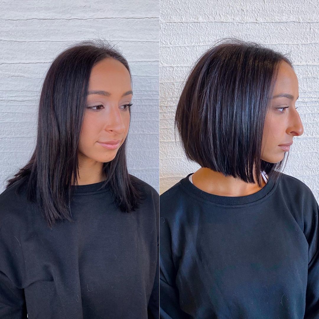 Sleek Angled Bob for Long Faces