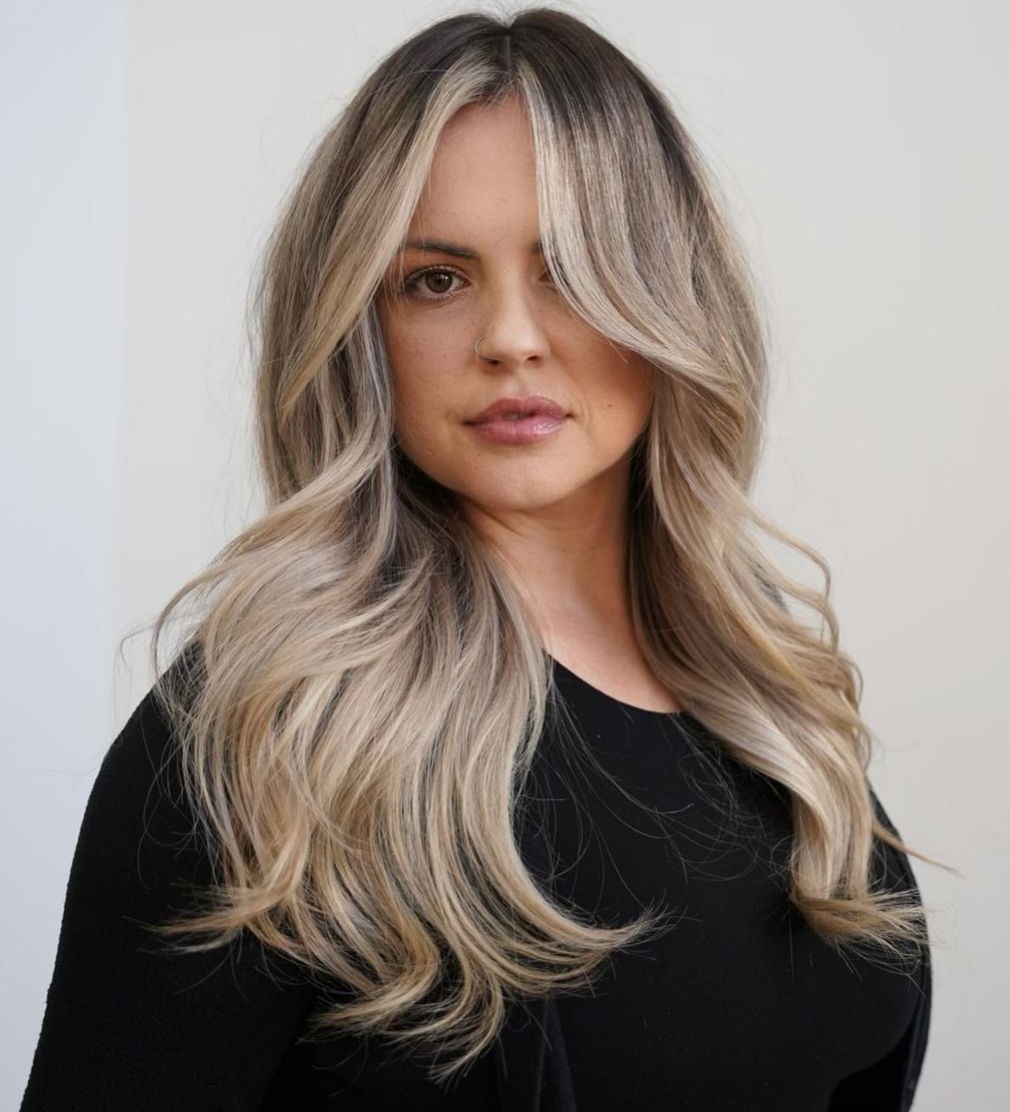 Long Curled Blonde Balayage Hair