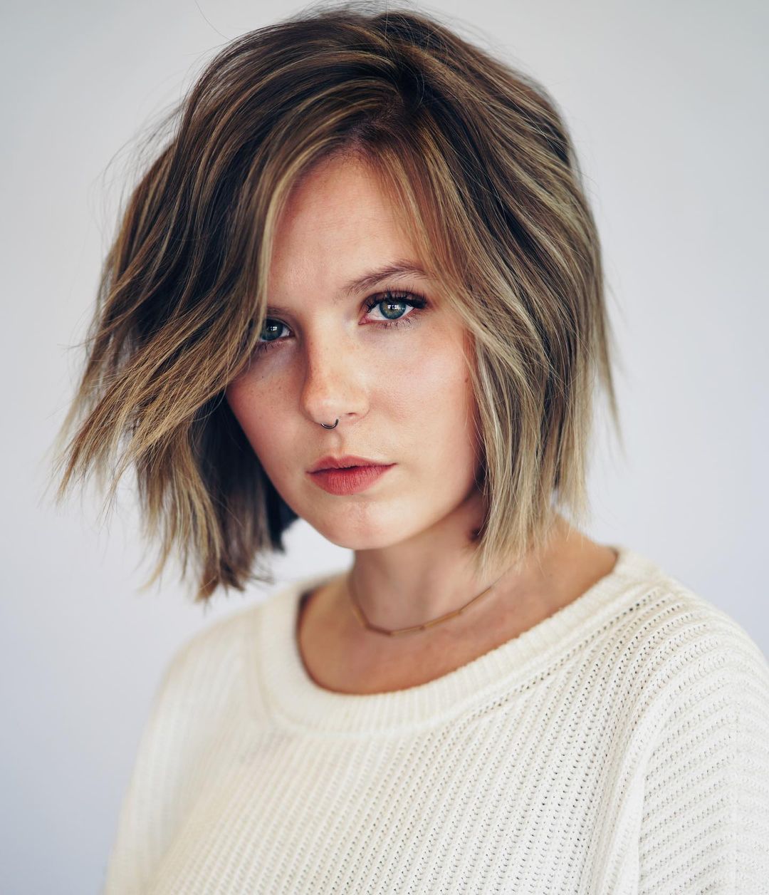 Highlighted Edgy Choppy Bob